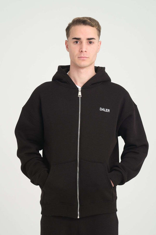Basic Heavyweight Zipper Hoodie - Black