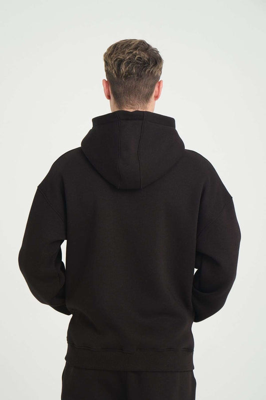 Basic Heavyweight Zipper Hoodie - Black