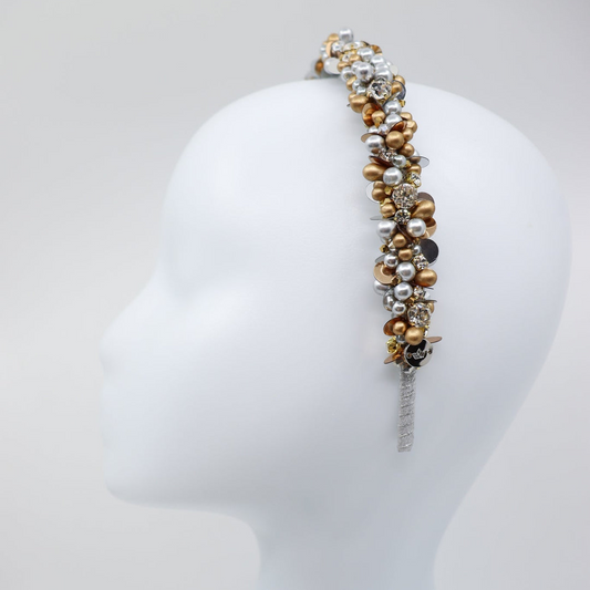 Hiuspanta Lena kristalleilla, helmillä, helmillä ja paljeteilla - Eva Oherjus